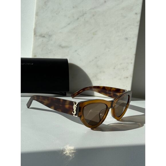 NEW Saint Laurent SLM94/F Brown Gold Cat Eye Sunglasses main image 5